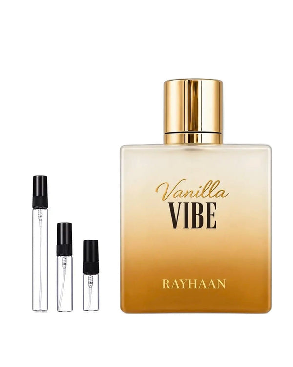 Rayhaan Vanilla Vibe sample – decant in glazen sprayflesje (2, 5 of 10 ml)
