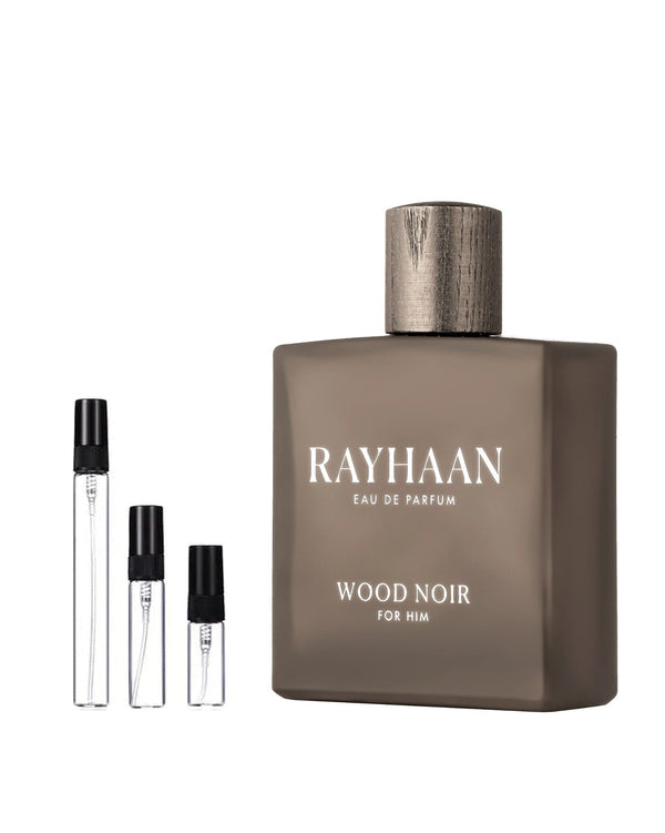Rayhaan Wood Noir sample – decant in glazen sprayflesje (2, 5 of 10 ml)