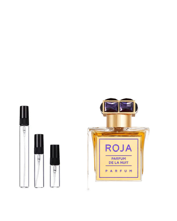 Roja Parfums Parfum De La Nuit sample – decant in glazen sprayflesje (2, 5 of 10 ml)