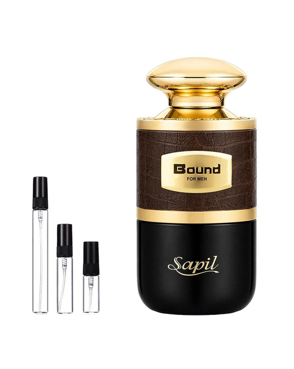 Sapil Bound For Men sample – decant in glazen sprayflesje (2, 5 of 10 ml)