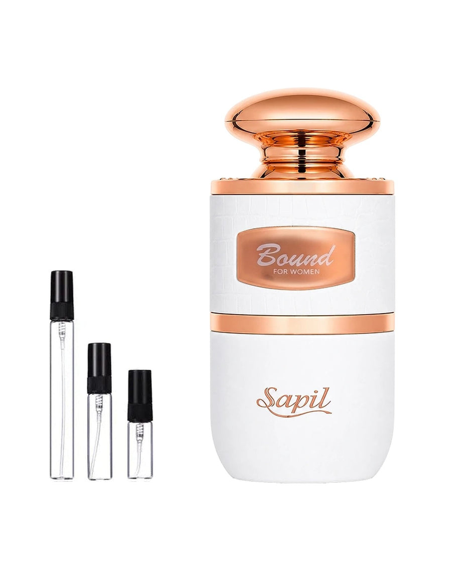 Sapil Bound For Women sample – decant in glazen sprayflesje (2, 5 of 10 ml)