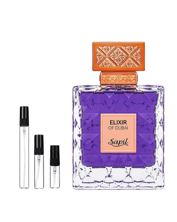 Sapil Elixir Of Dubai sample – decant in glazen sprayflesje (2, 5 of 10 ml)