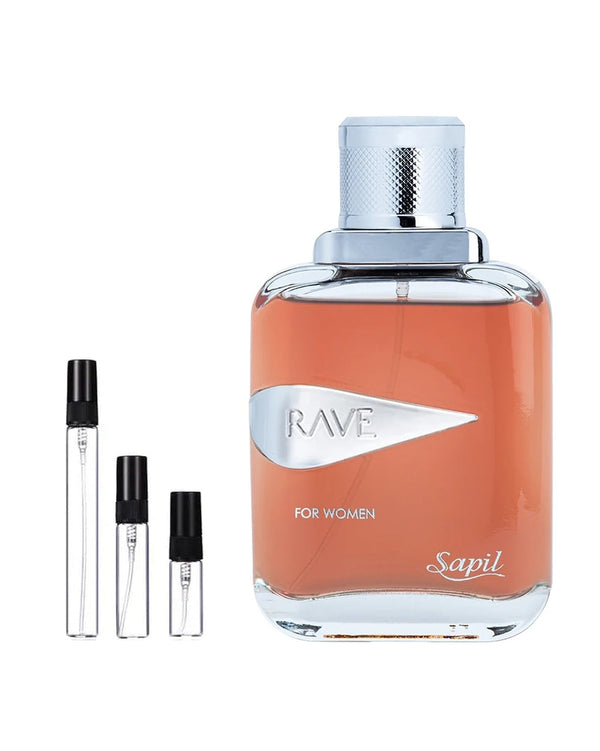 Sapil Rave For Women sample – decant in glazen sprayflesje (2, 5 of 10 ml)