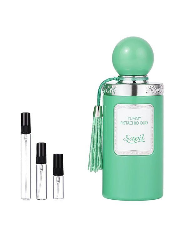 Sapil Yummy Pistachio Oud sample – decant in glazen sprayflesje (2, 5 of 10 ml)