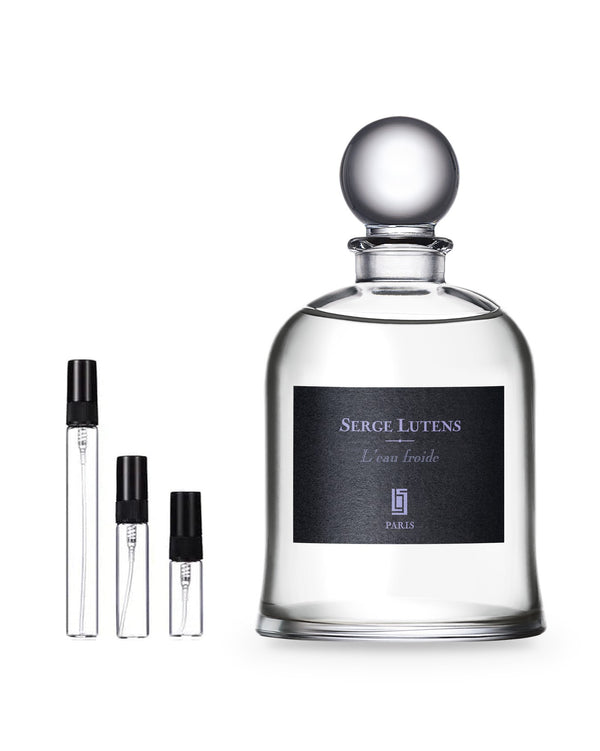Serge Lutens L'Eau Froide sample – decant in glazen sprayflesje (2, 5 of 10 ml)