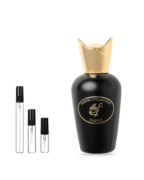 Sospiro Farsa sample – decant in glazen sprayflesje (2, 5 of 10 ml)
