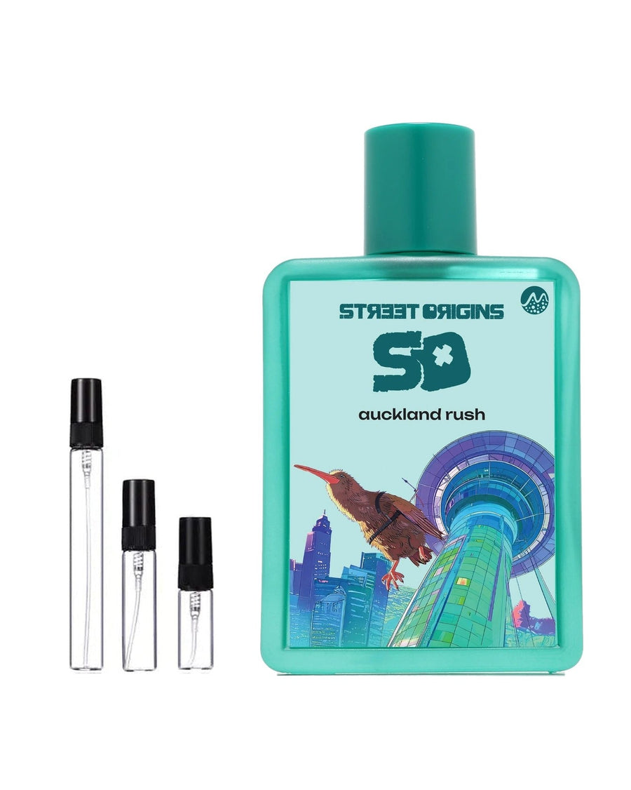 Street Origins Auckland Rush sample – decant in glazen sprayflesje (2, 5 of 10 ml)