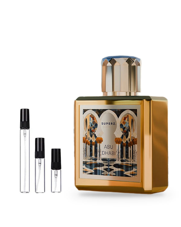 Superz. Abu Dhabi sample – decant in glazen sprayflesje (2, 5 of 10 ml)