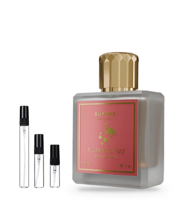 Superz. Flamingo Fizz sample – decant in glazen sprayflesje (2, 5 of 10 ml)