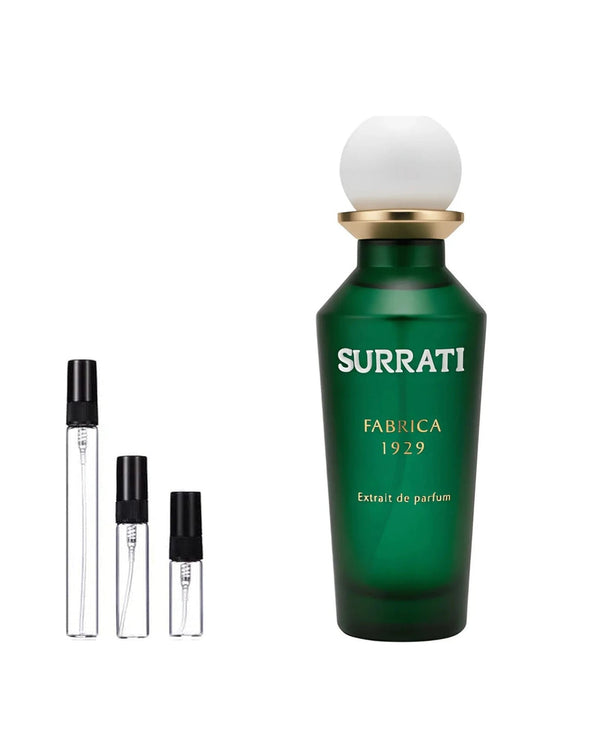 Surrati Fabrica 1929 sample – decant in glazen sprayflesje (2, 5 of 10 ml)