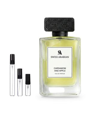 Swiss Arabian Cardamom and Apple Sample – 2, 5 of 10 ml decant in glazen sprayflesje