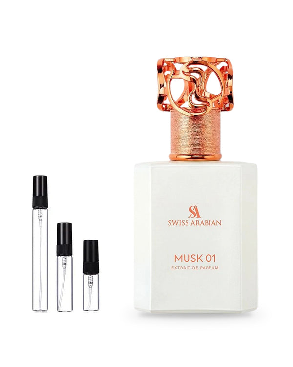 Swiss Arabian Musk 01 sample – decant in glazen sprayflesje (2, 5 of 10 ml)