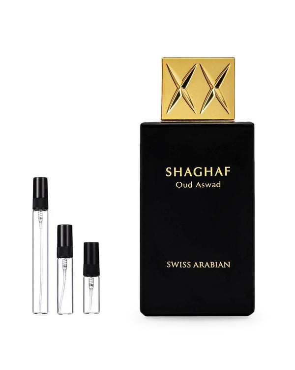 Swiss Arabian Shaghaf Oud Aswad sample – decant in glazen sprayflesje (2, 5 of 10 ml)