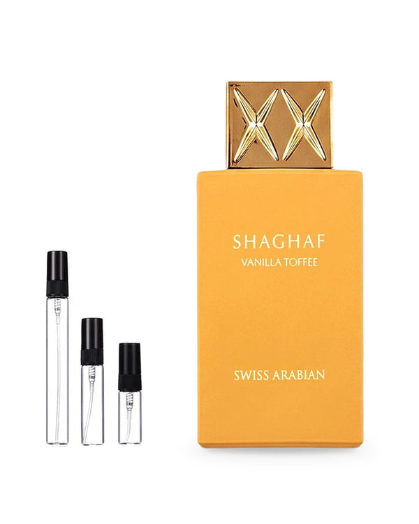 Swiss Arabian Shaghaf Vanilla Toffee sample – decant in glazen sprayflesje (2, 5 of 10 ml)