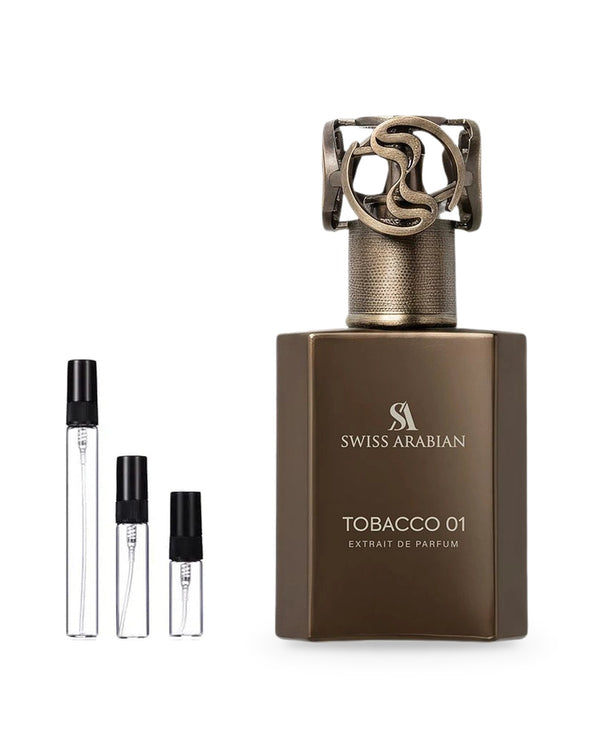 Swiss Arabian Tobacco 01 sample – decant in glazen sprayflesje (2, 5 of 10 ml)