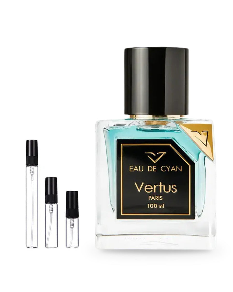 Vertus Eau de Cyan sample – decant in glazen sprayflesje (2, 5 of 10 ml)